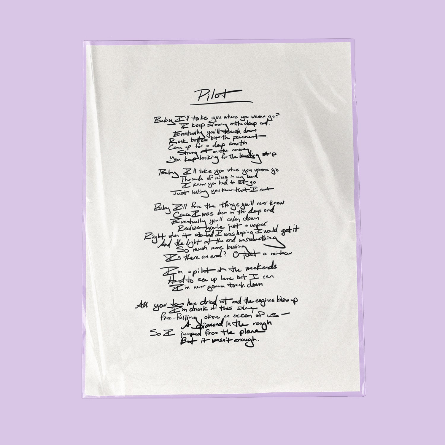 American Made Handwritten Lyric Sheet
